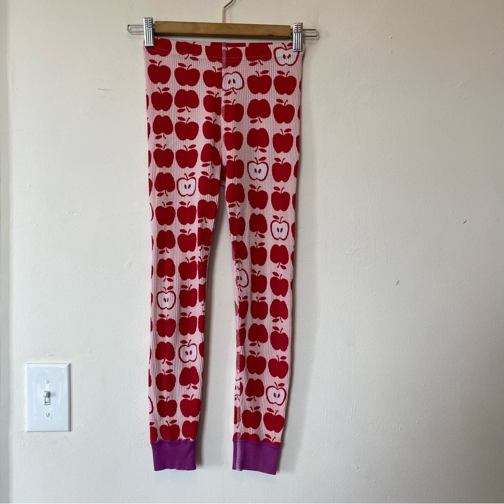 HANNA ANDERSSON Kids’ Apple Print Pajama Pants Waffle Textured Pink/Red 6-7 Yrs